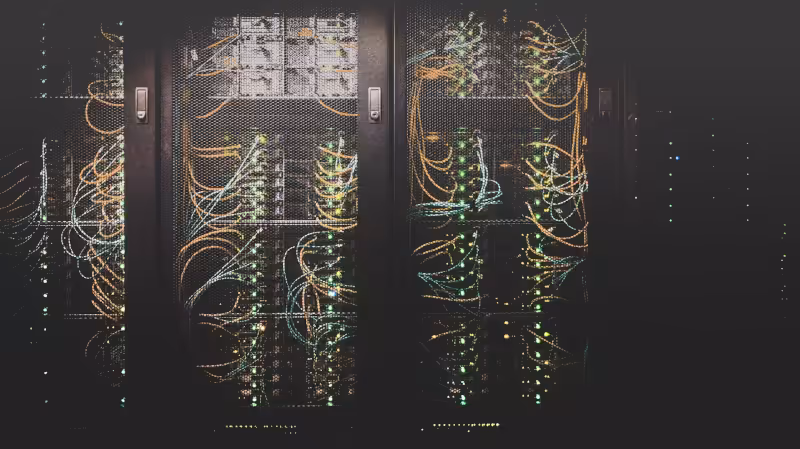 Server rack with cloud symbol and arrows